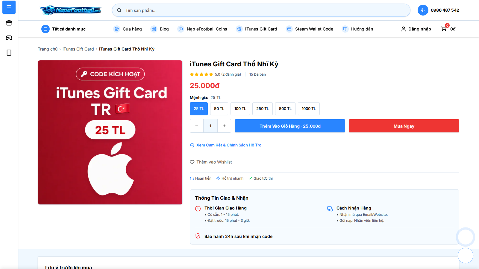 Cách chọn iTunes Gift Card đúng vùng Apple ID trước khi nạp Coin eFootball iOS