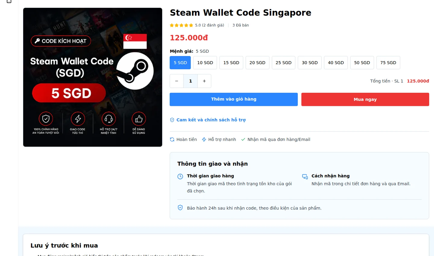 Trang Steam Wallet Code Singapore SGD tại NapeFootball